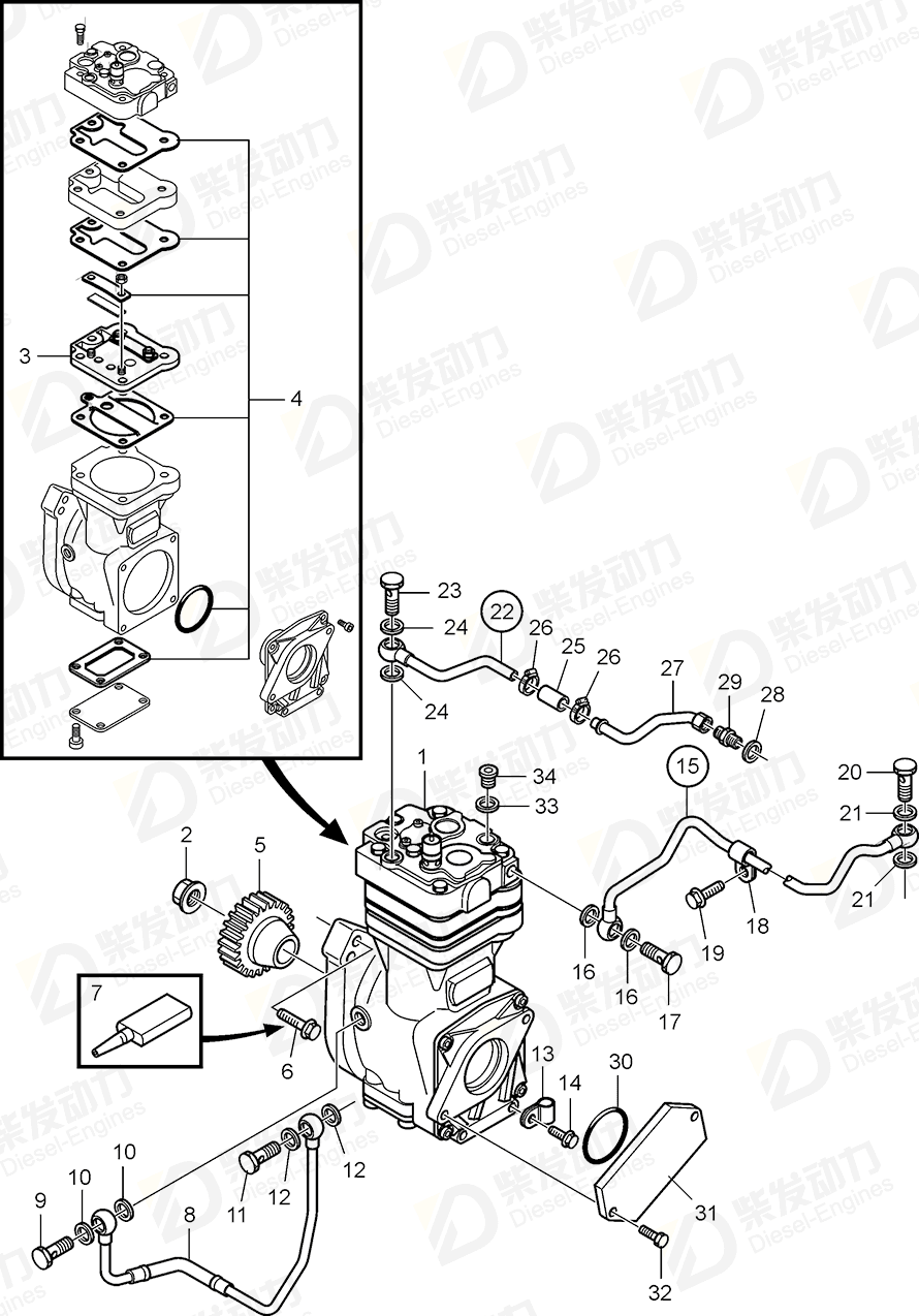 volvo penta Plug 21201099 Drawing